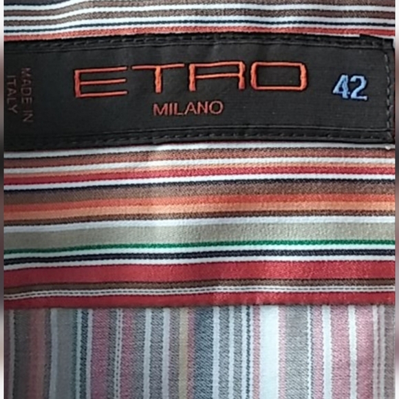 ETRO Milano Mens Button up Stripes Shirt Longsleeves SZ 42/ L - Picture 5 of 8